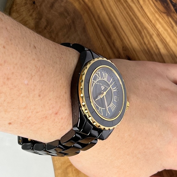 Swiss Legend Karamica Women’s Black Watch Ceramic, Tested, Works! Small Wrist - Picture 10 of 13